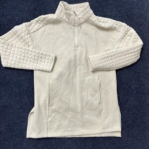 Columbia Shirt Womens Small White Quilted Mock Neck 1/2 Zip Tunic Top Pullover